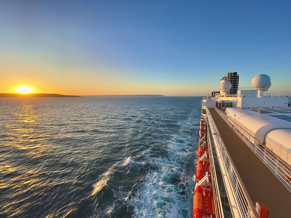 sunset on a cruise ship