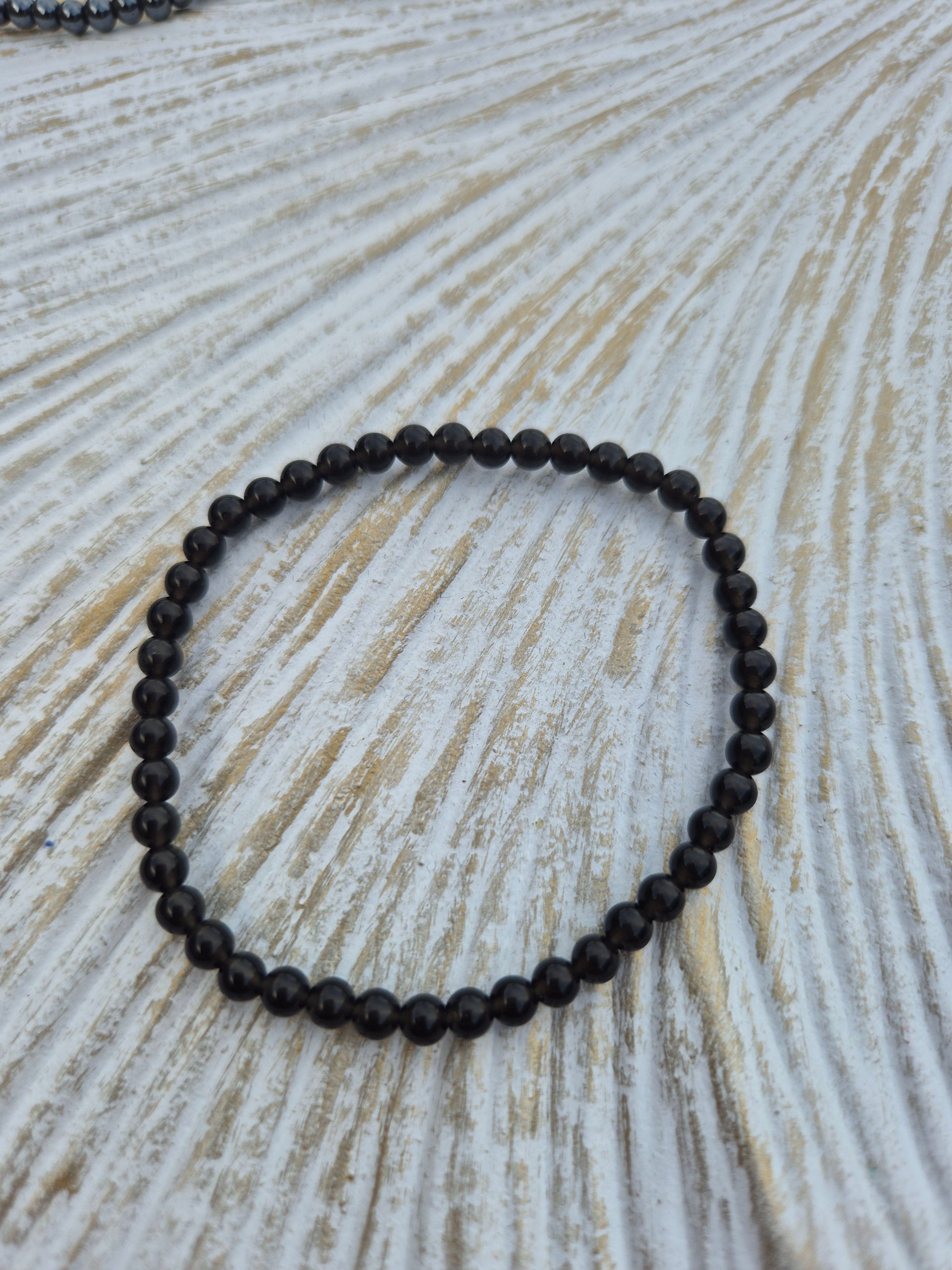 Obsidian-Kugelarmband 4 mm