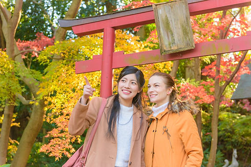 鳥居の前の外国人観光客