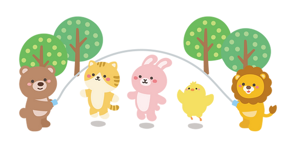 縄跳びをする動物たち