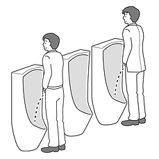 連れだって便器が並んで放尿している