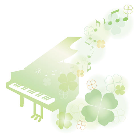 ピアノとクローバーのイラスト