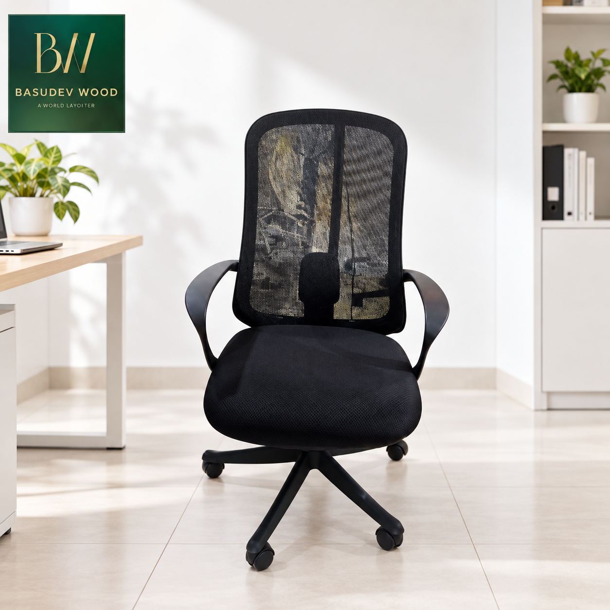 BA BW MR-31B-black Medium Back Office Revolving Chair