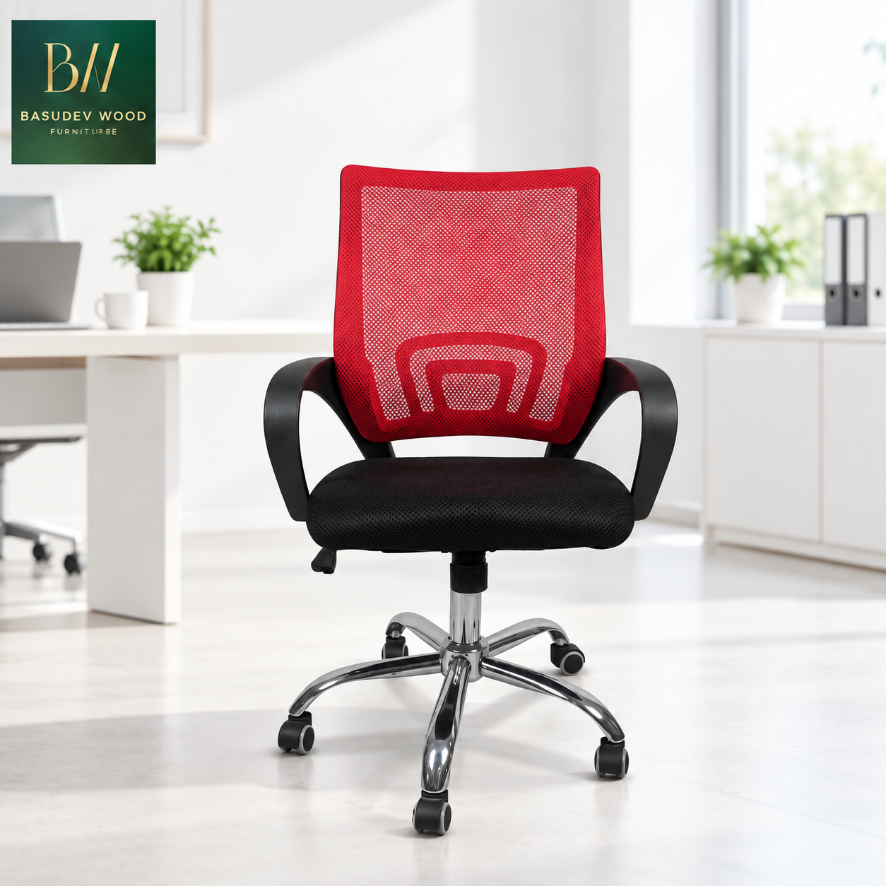 AA BW MR-VM406-red Medium Back Office Revolving Chair