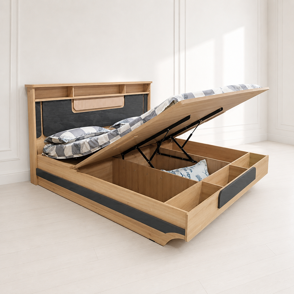 Thumbnail: ELVARA SHELF HYDRAULIC BED WITH STORAGE