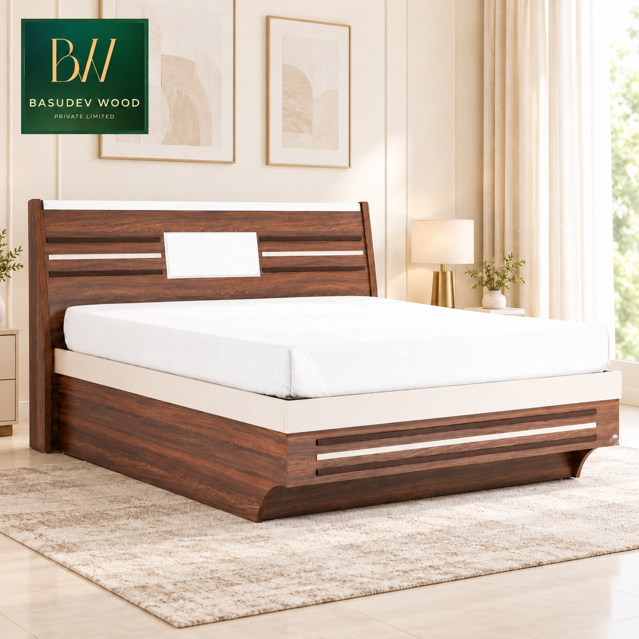Aamod Wooden hydraulic queen size bed (with storage)