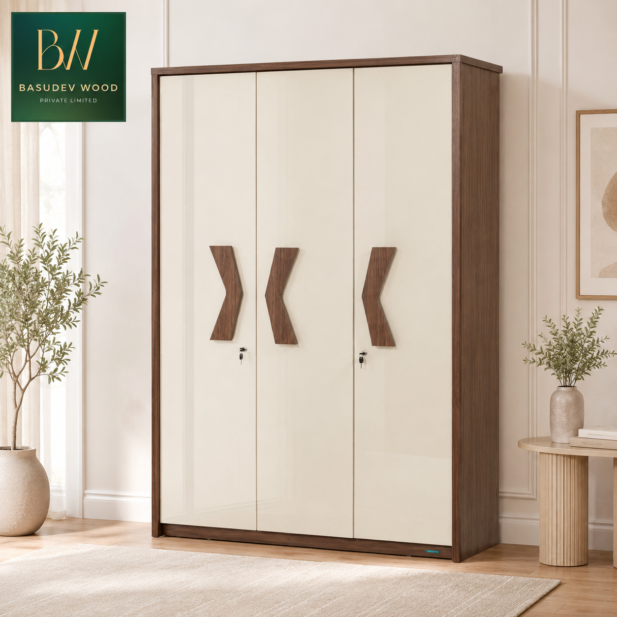 CHEVRON ACCENT 3-DOOR WARDROBE
