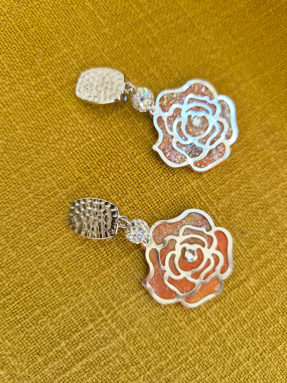 Miniaturbild: Silver Orange Clip Earrings Frosted Juliette K