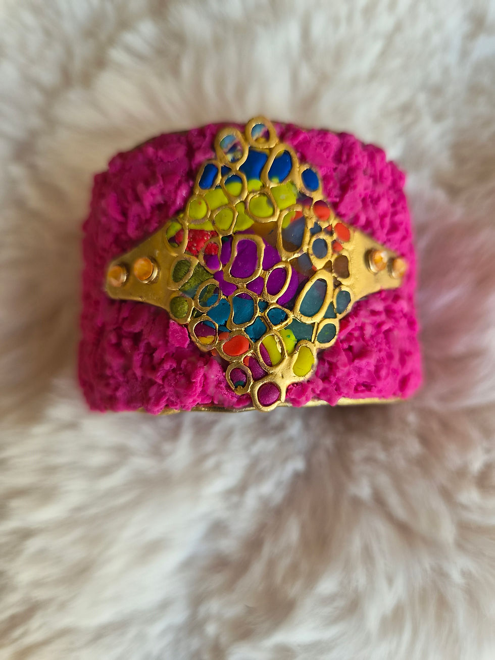 Miniaturbild: Pink colourful cuff bracelet Juliette K Jewellery