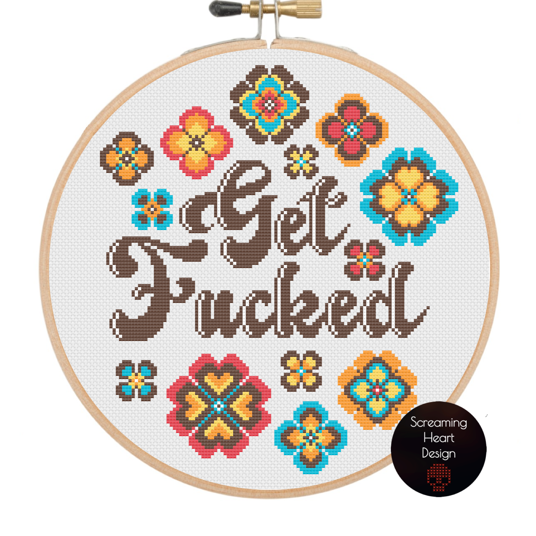 Happy Retro Flowers - 70s Cross Stitch Pattern