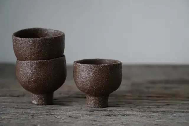 Unglazed Stone Footed Teacup (one piece) by Mei Zi