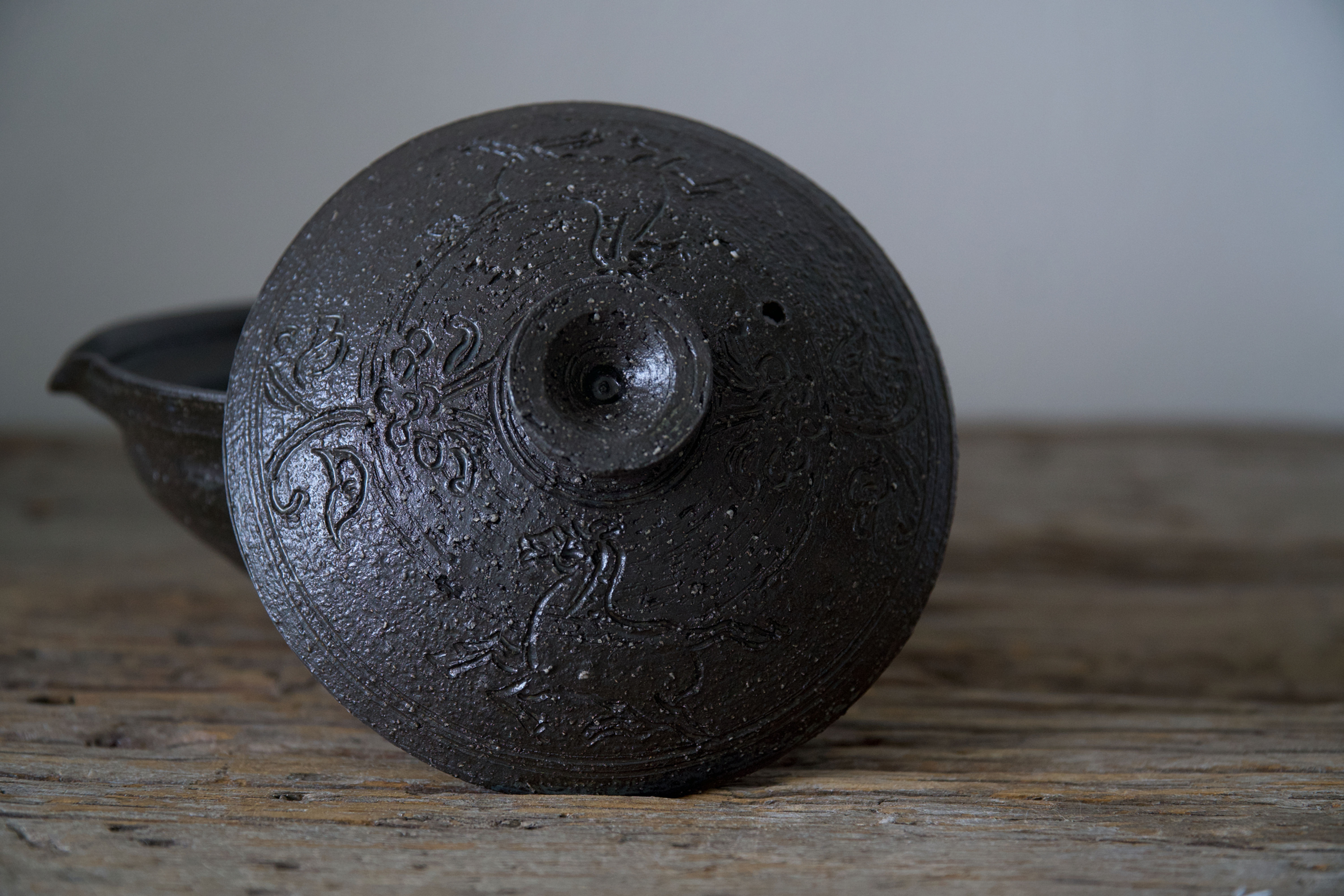 Basalt Shiboridashi with Horse Motif #2 by Yukiko Saito