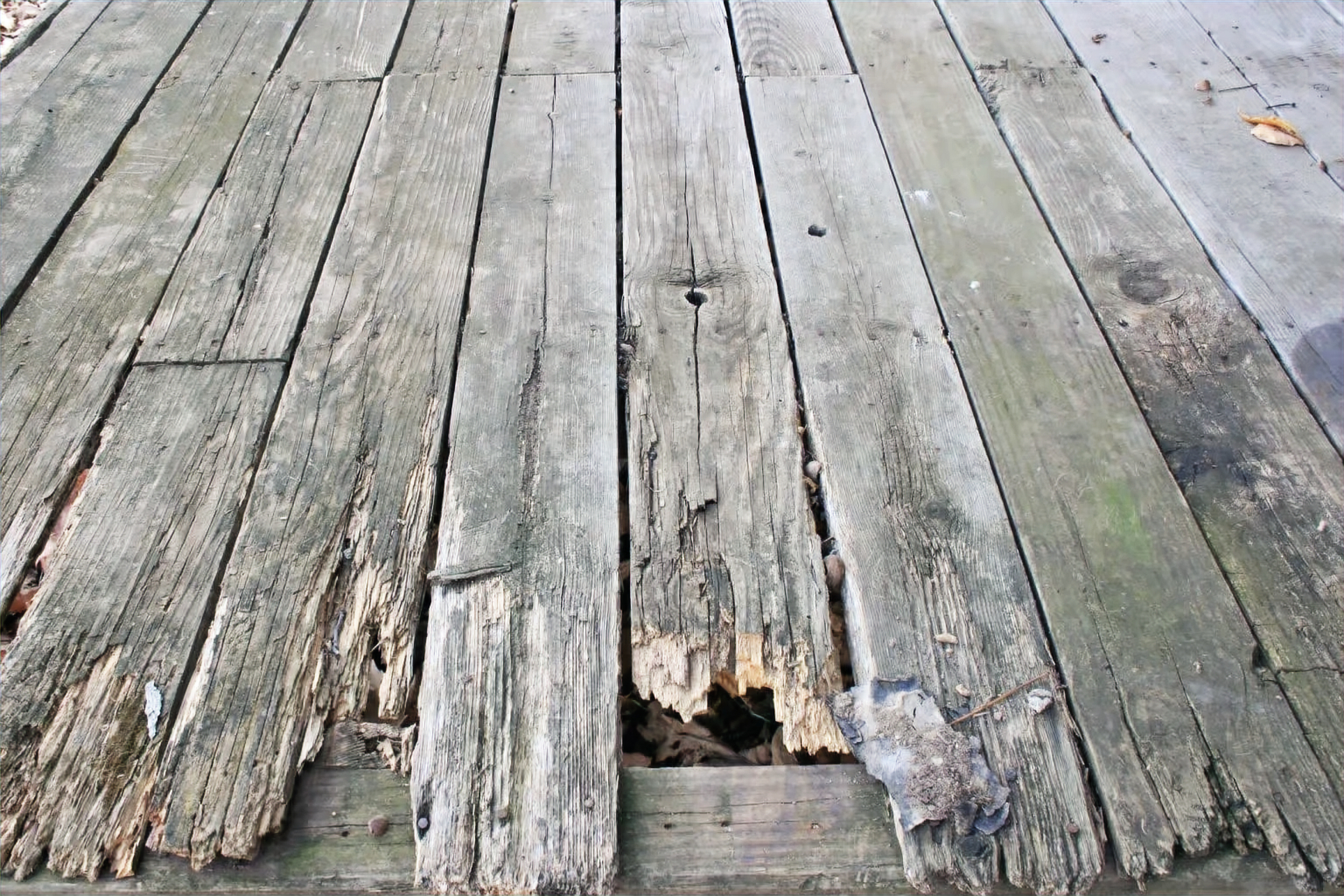 Aged deck boards showing visible wear