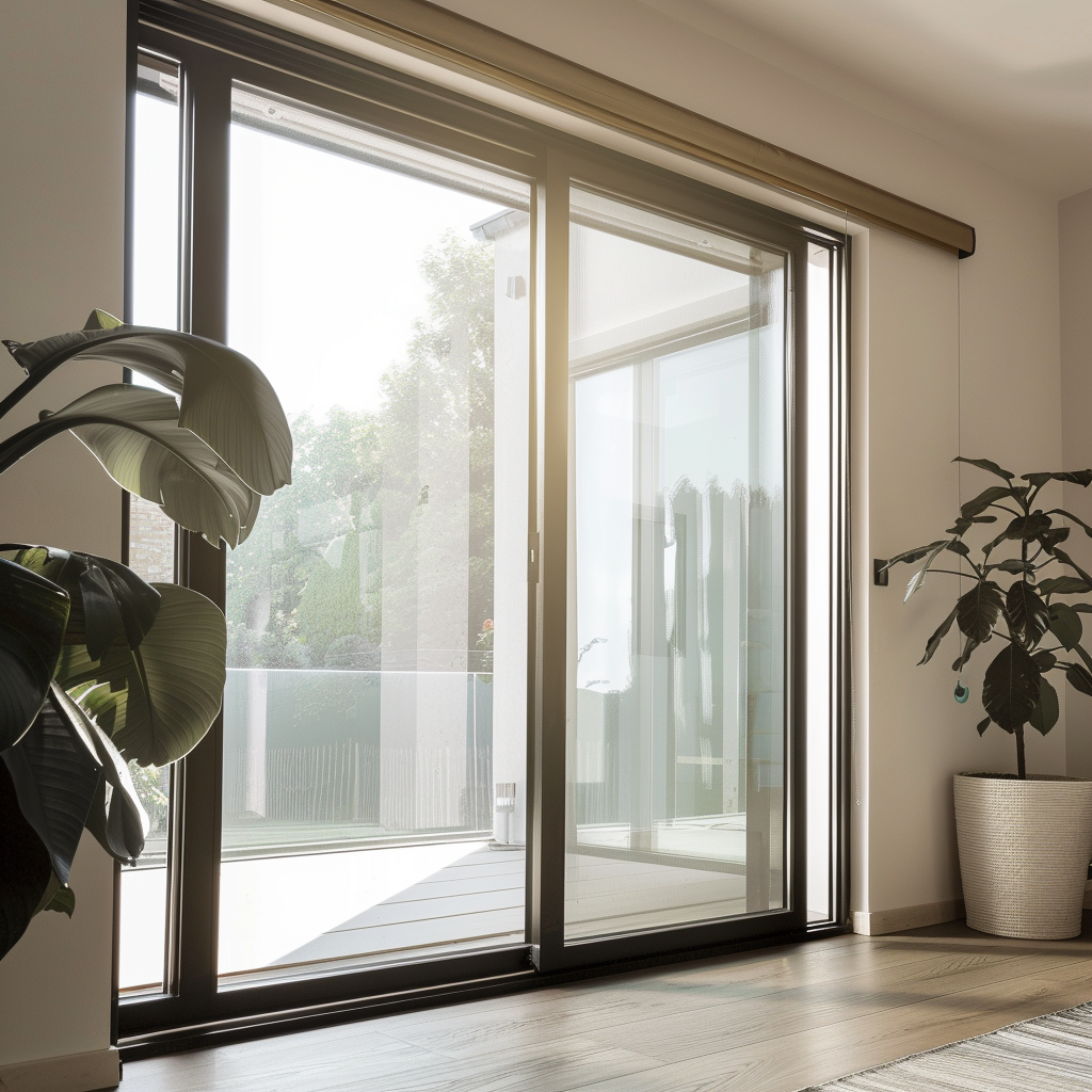 Sliding patio door viewed from inside the home