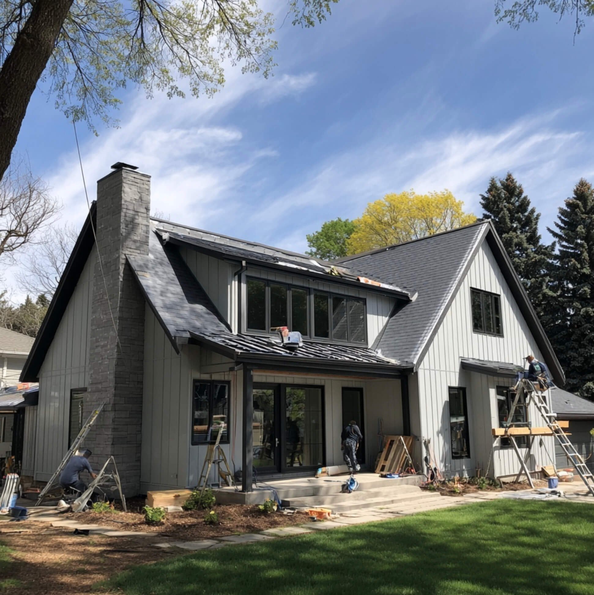 Completed dark whole-home exterior