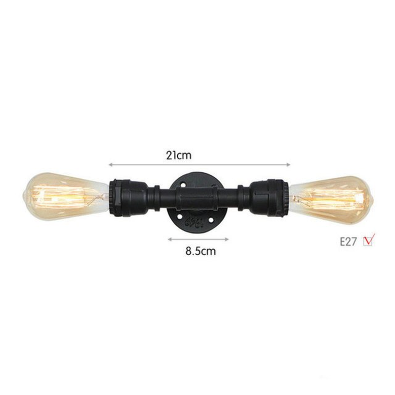 Thumbnail: Black Wall Sconces Vintage E27 Wall Light Fixtures Water Pipe Wall Lamp W/O Swit
