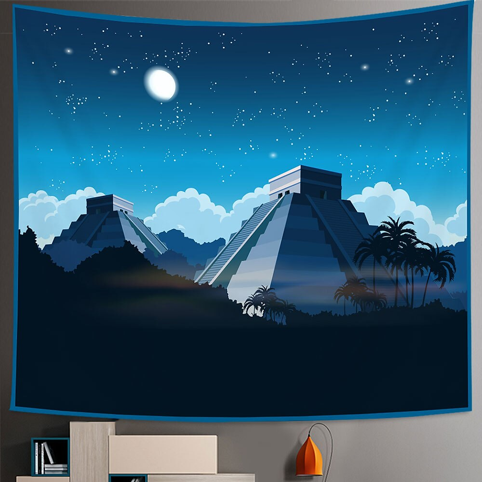 Thumbnail: Steampunk Gear Moon Lamp Boat Tapestry Hippie Wall Hanging Black Moon Villa Tape