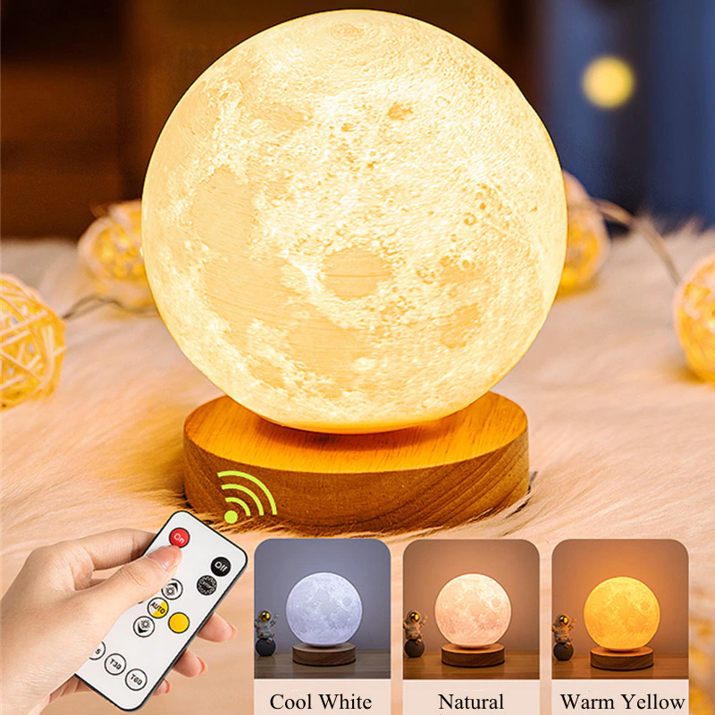 Thumbnail: Creative 3D Moon Night Lamp 360° Rotating Lunar Night Light for Home Office Room