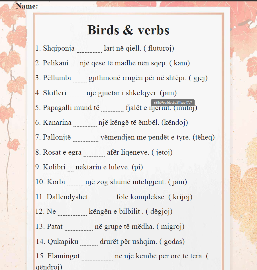 Thumbnail: Albanian Worksheets: Children worksheets-Animals -mixed levels