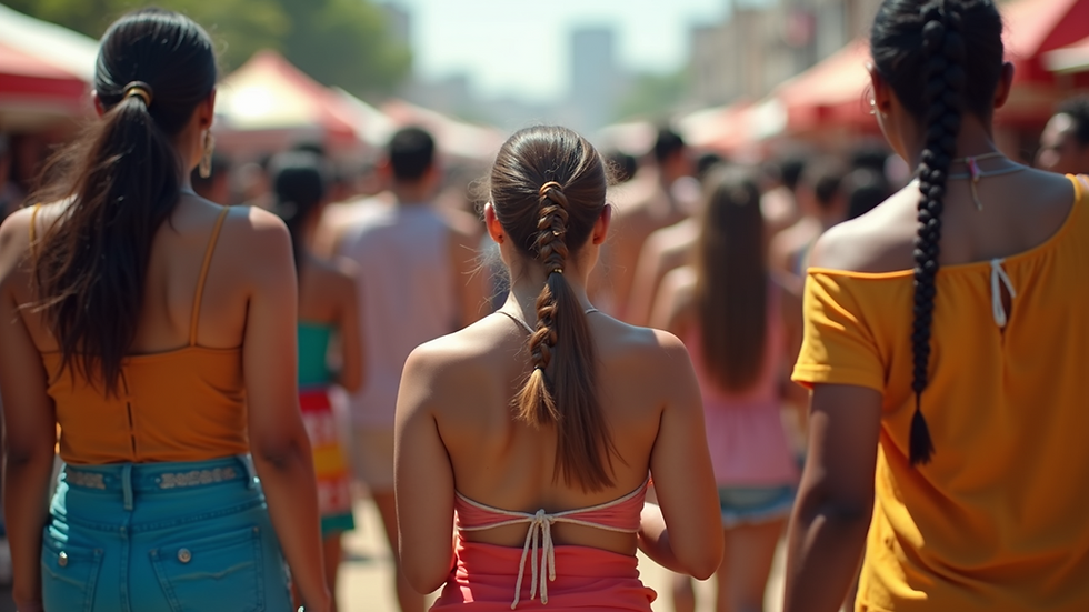 Eye-level view of a diverse group of people engaging in a cultural festival