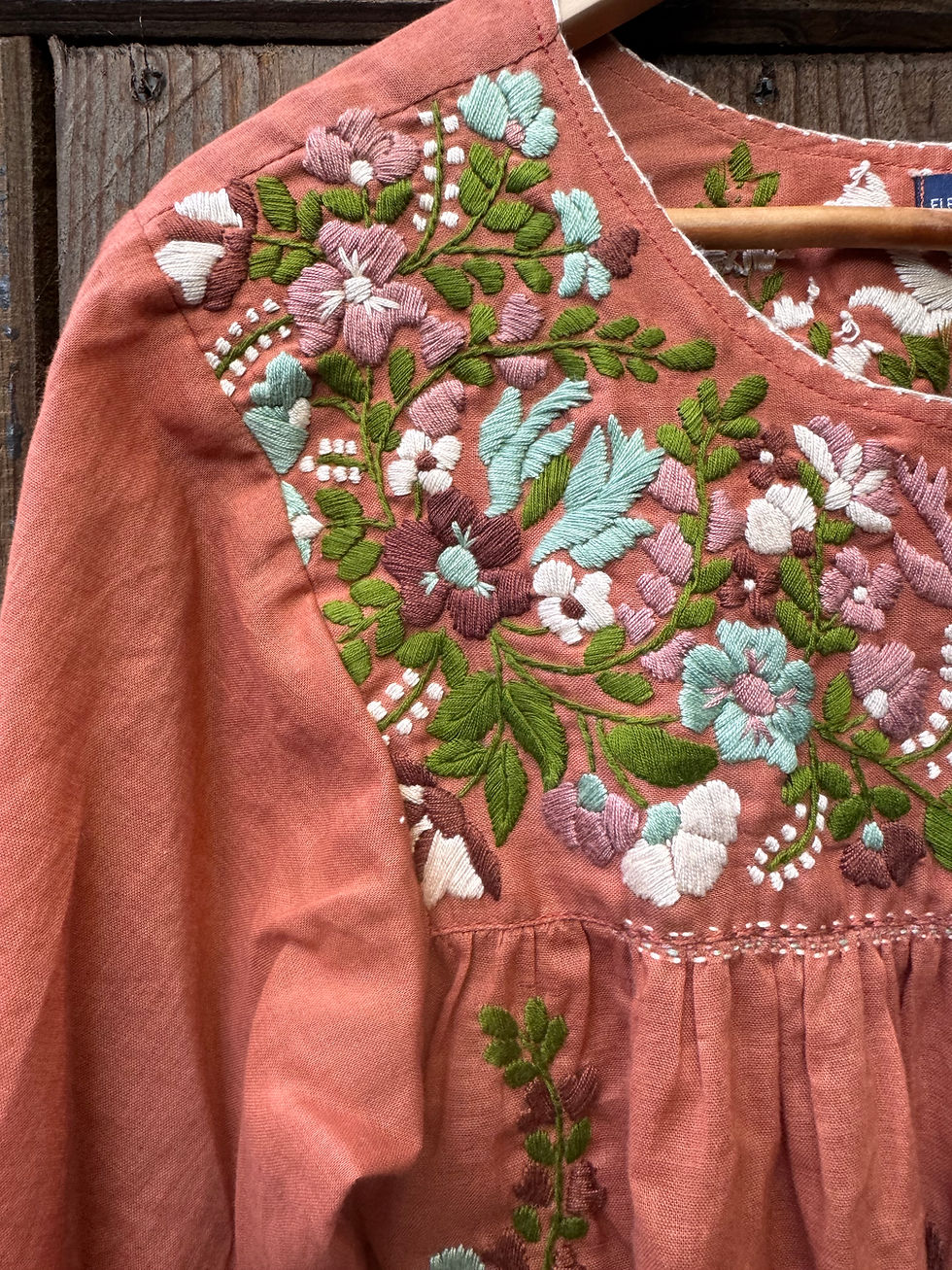Thumbnail: FRIDA FOLK BLOUSE - RUST