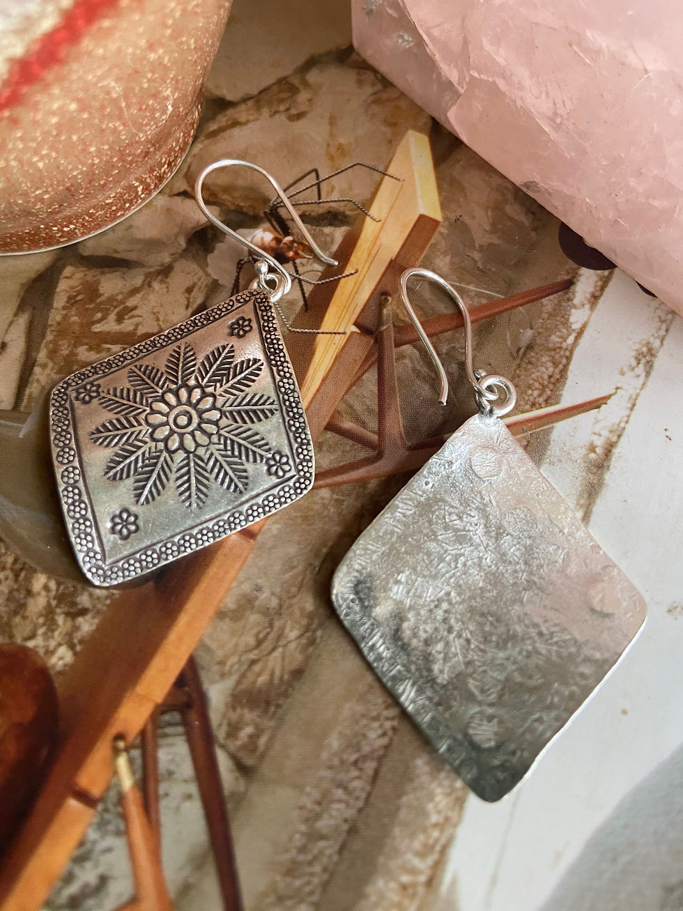 Thumbnail: Hilltribe Floral Diamond Drops 