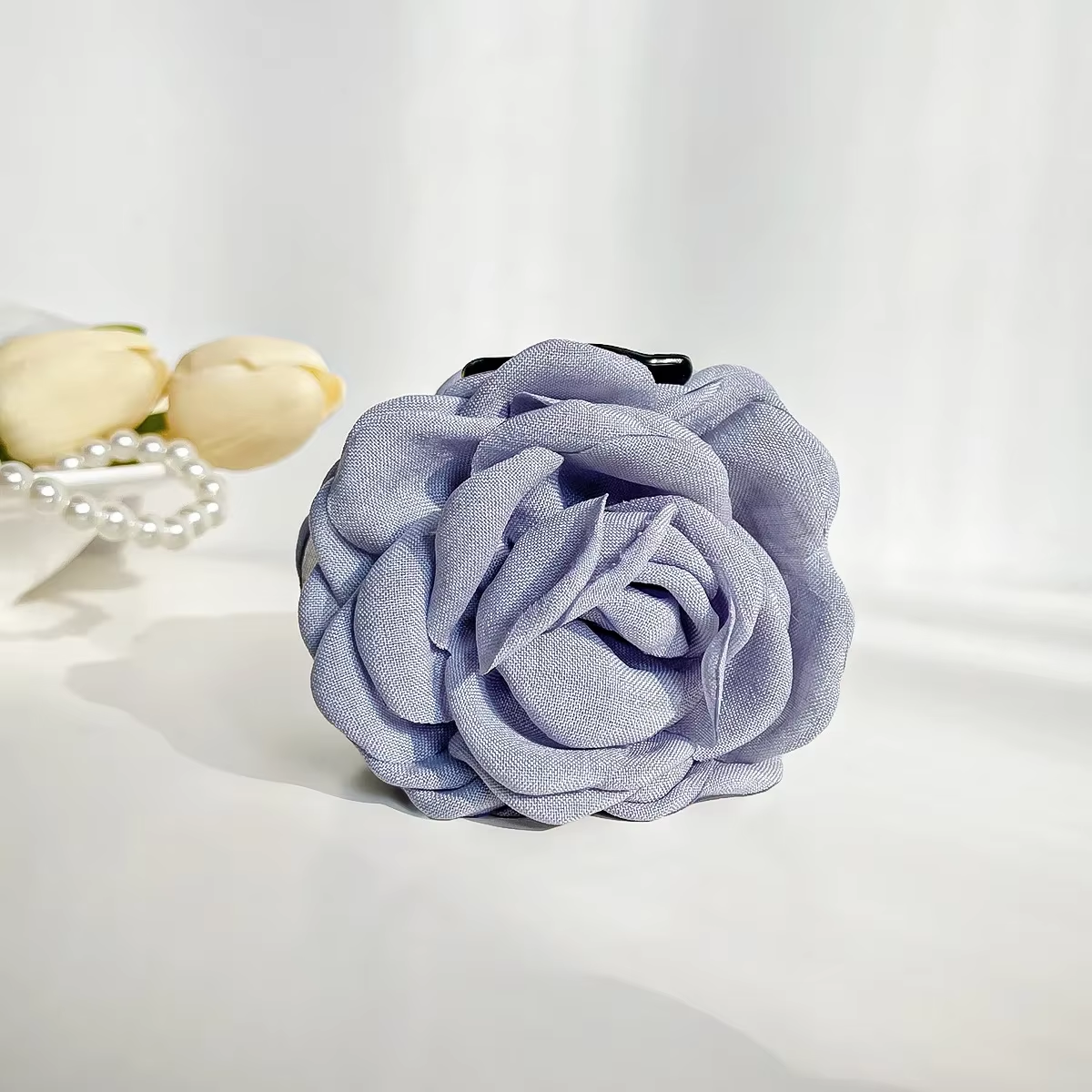 YHJ Three-Dimensional Rose Flower Hair Claw Handmade Fabric Flowers Grab Hair Cl