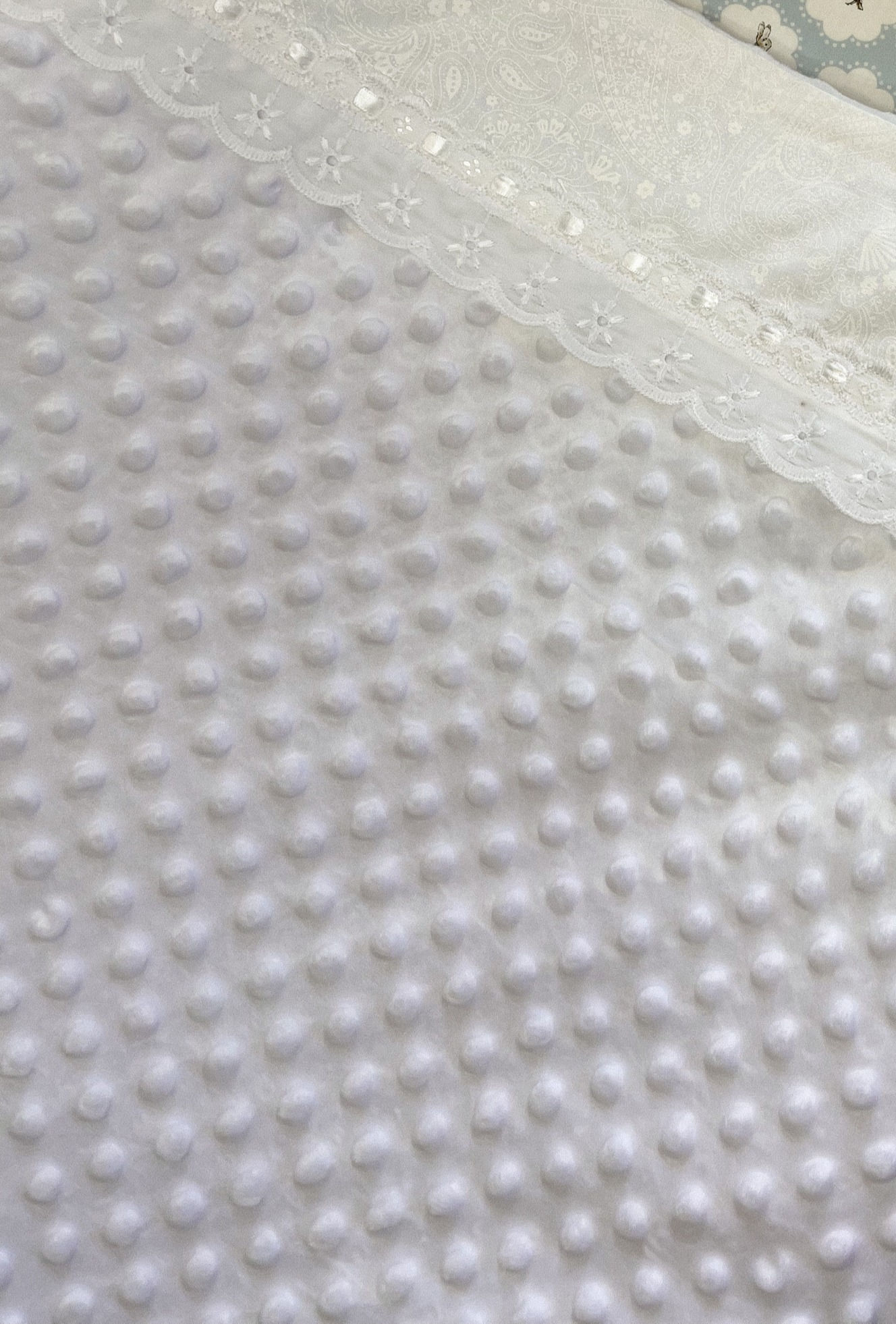 Minky - White on White self print