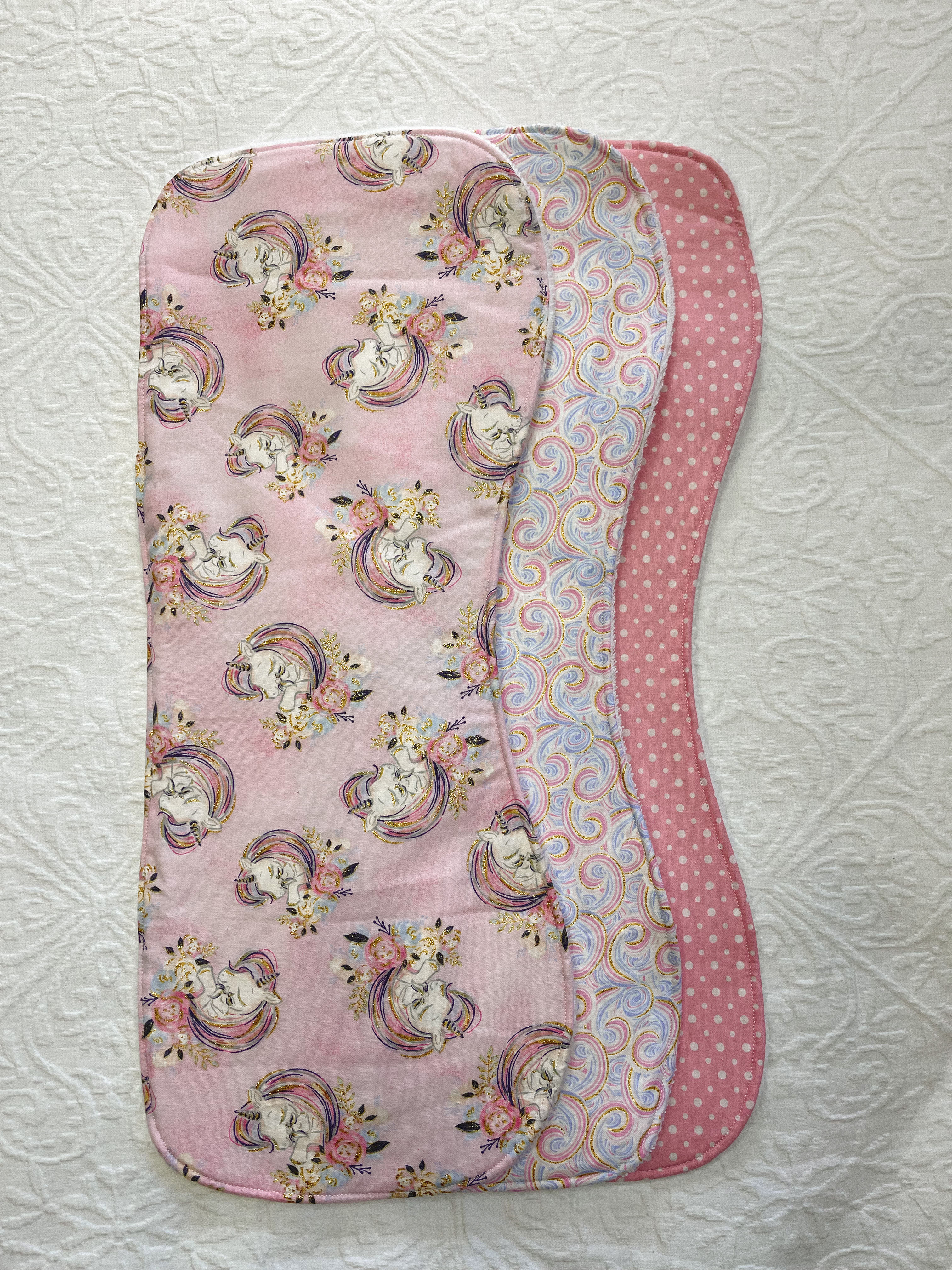 Burp Cloth - 3 Pack - Unicorn Beauty Pink Swirls