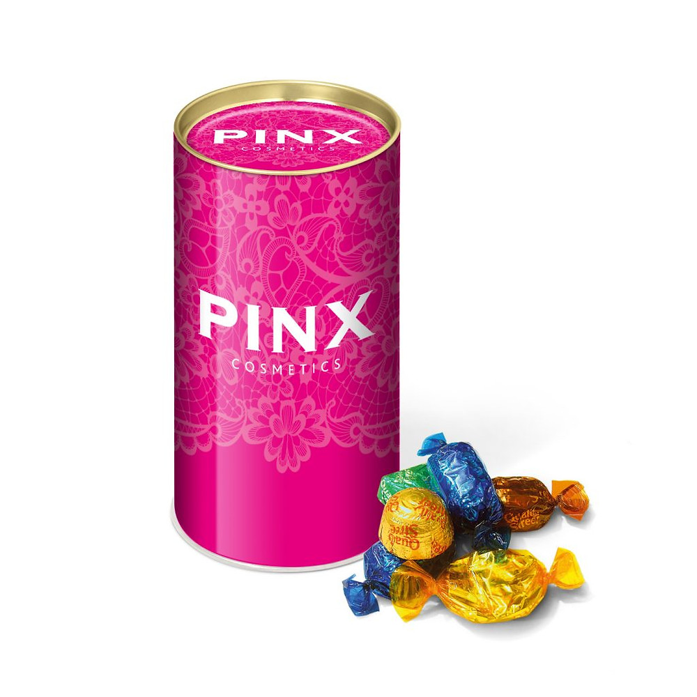 Quality street in a branded tube