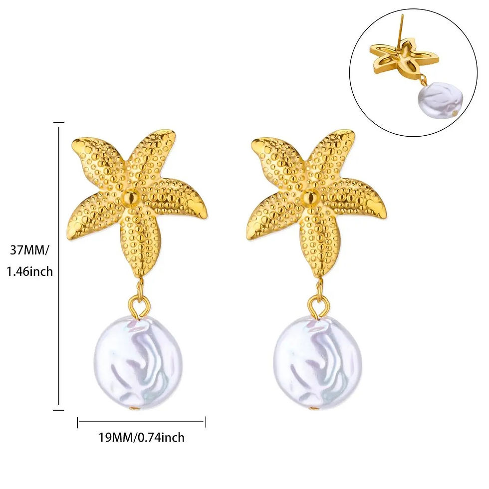 Thumbnail: Vintage Summer Starfish Stainless Steel Stud Earrings For Women Simple Star Shel