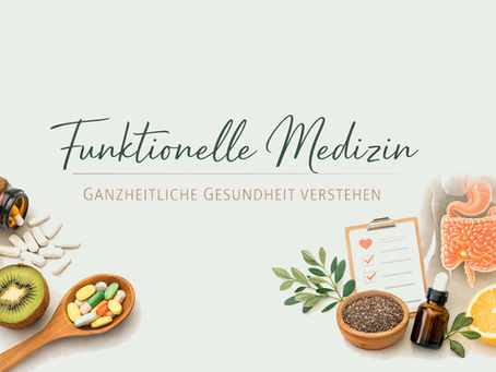 Ein Bild, das die Zusammenhänge der funktionellen Medizin darstellt: NEMs, Ernährung, Darm