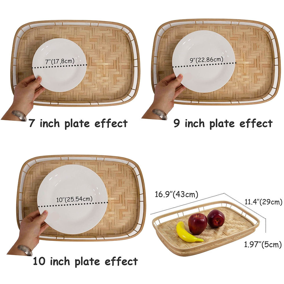 Thumbnail: Bamboo Wicker Serving Trays with Handles | Handwoven & Decorative Trays for Dini