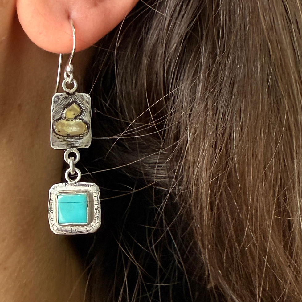 Turquoise and Gold Detail  Mismatched Earrings