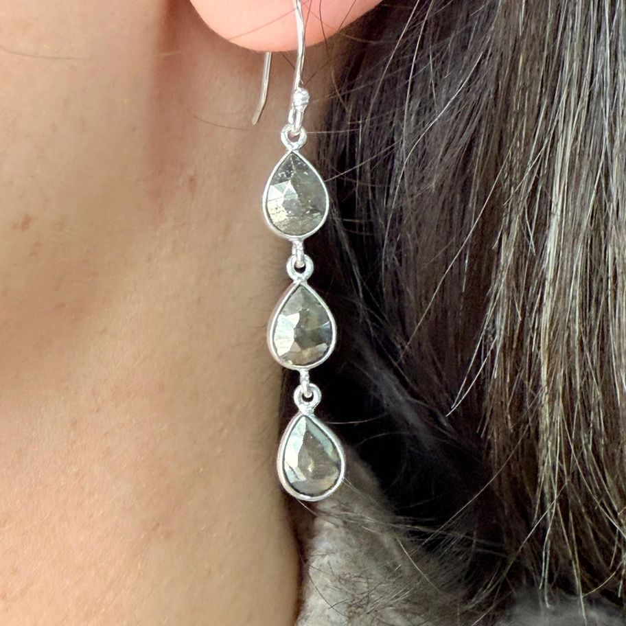 Pyrite Triple Drop Earrings