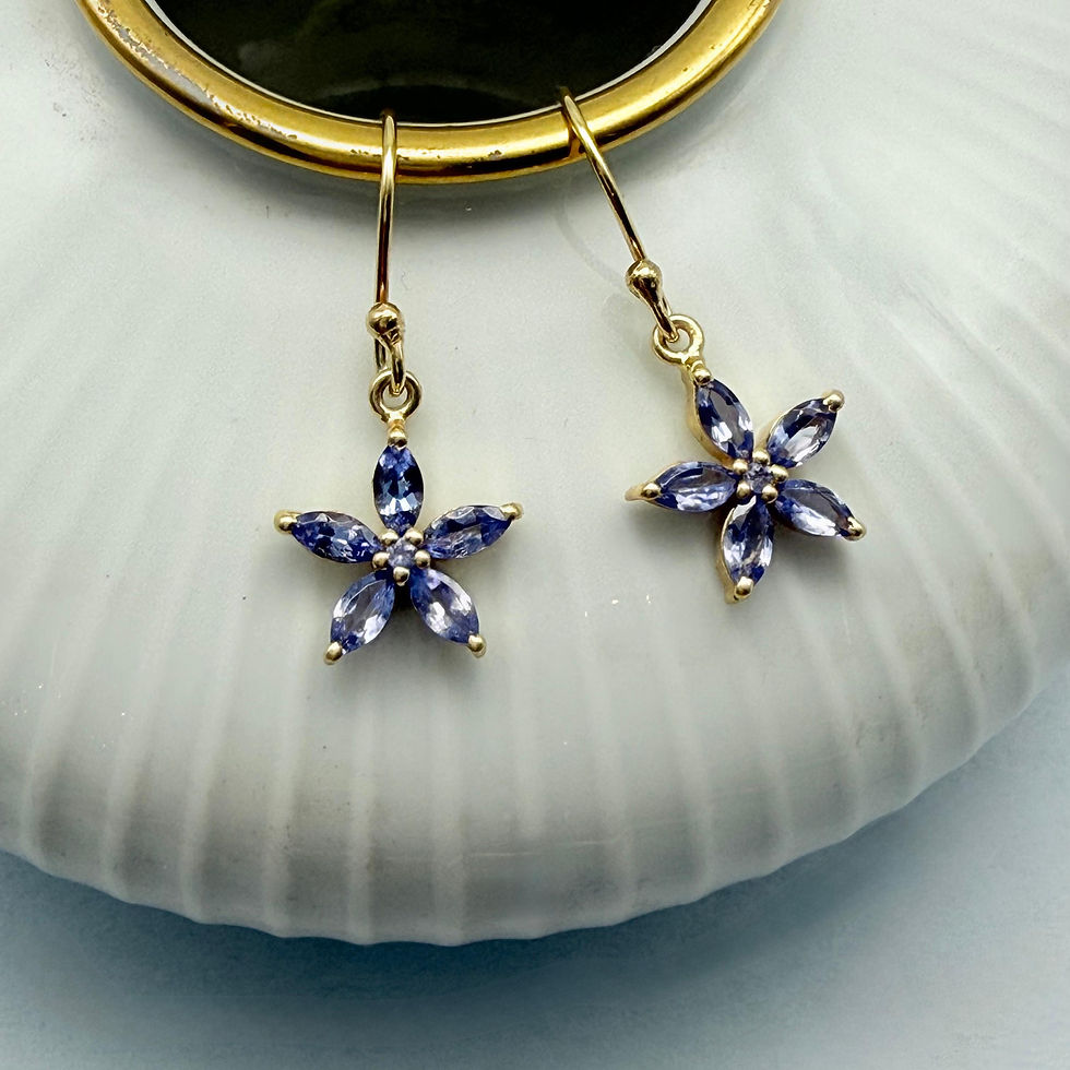 Gold Plated Tanzanite Flower Earrings