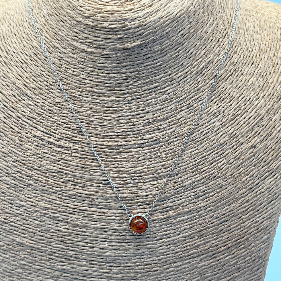 Round Amber Pendant on Chain