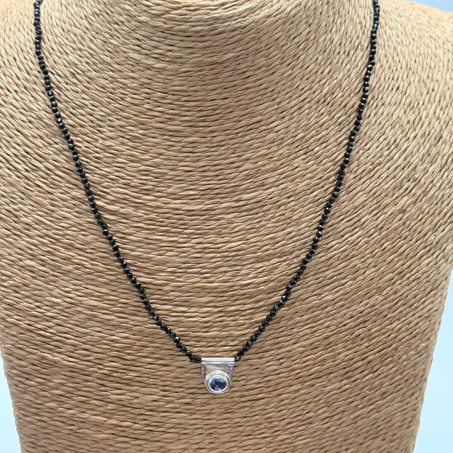 Tanzanite Pendant on Spinel Bead Necklace