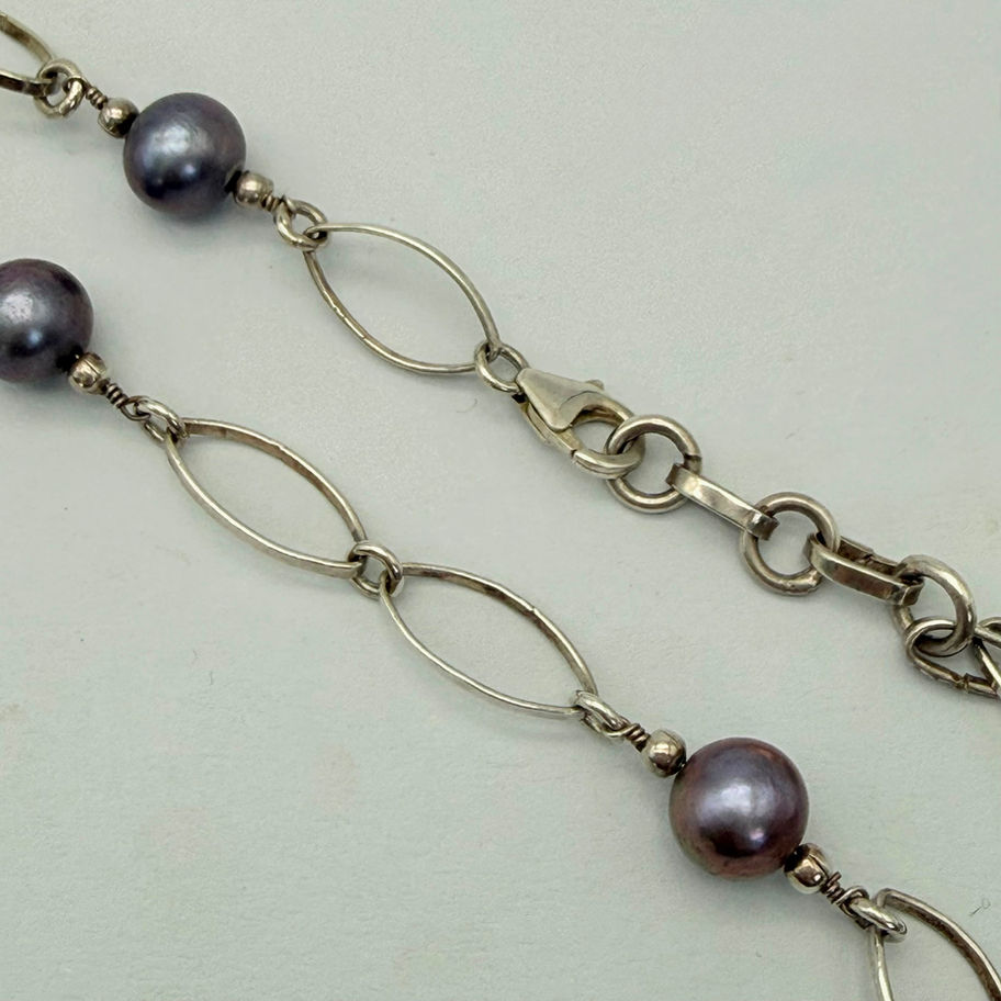 Purple Pearl Marquise Chain Necklace