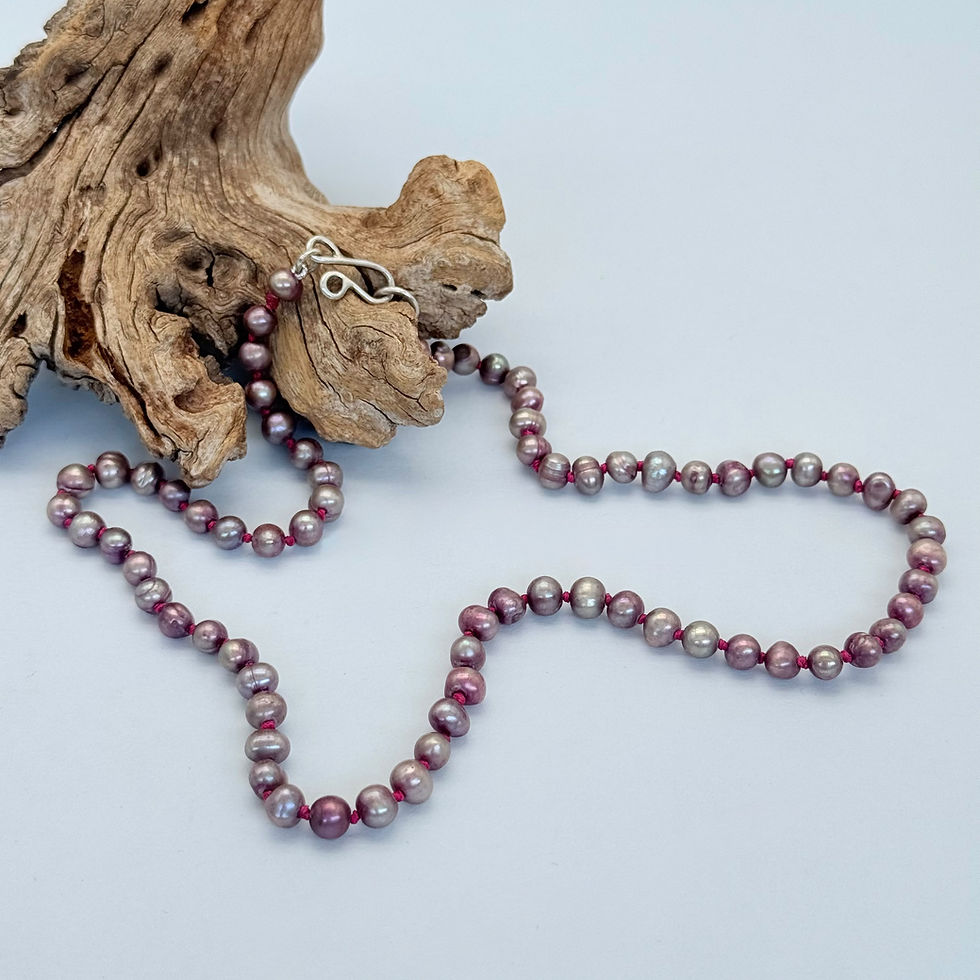 Purple Pearls on Plum String Necklace
