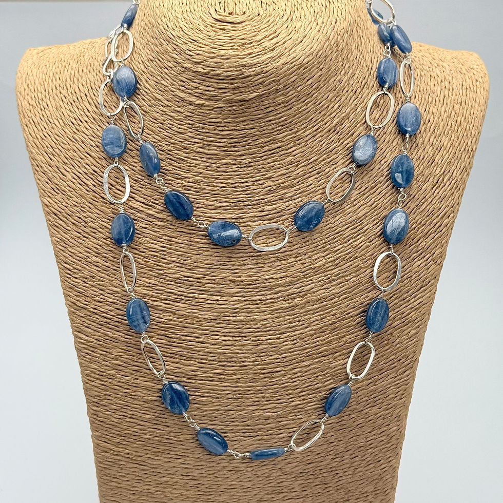Kyanite Long Oval Link Necklace