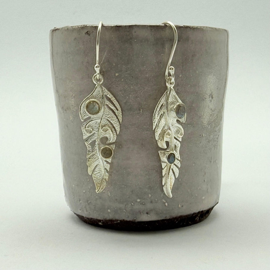Labradorite Leaf Earrings