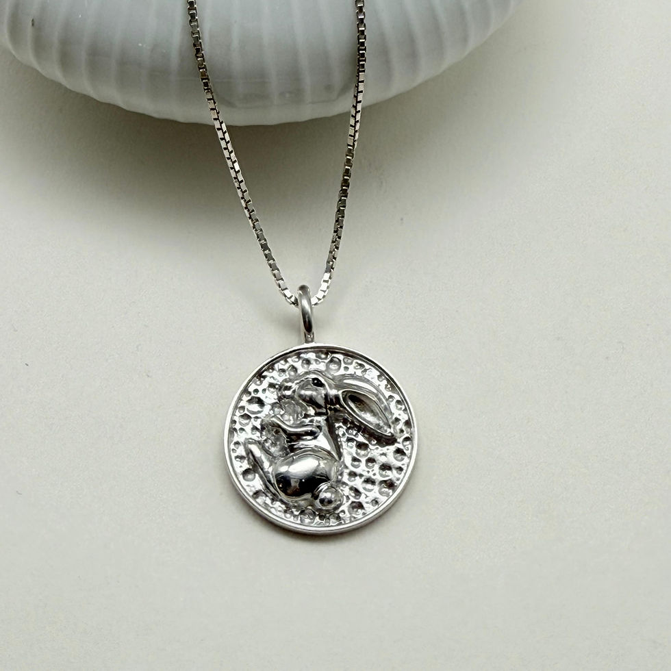Rabbit in the Moon Pendant on Box Chain