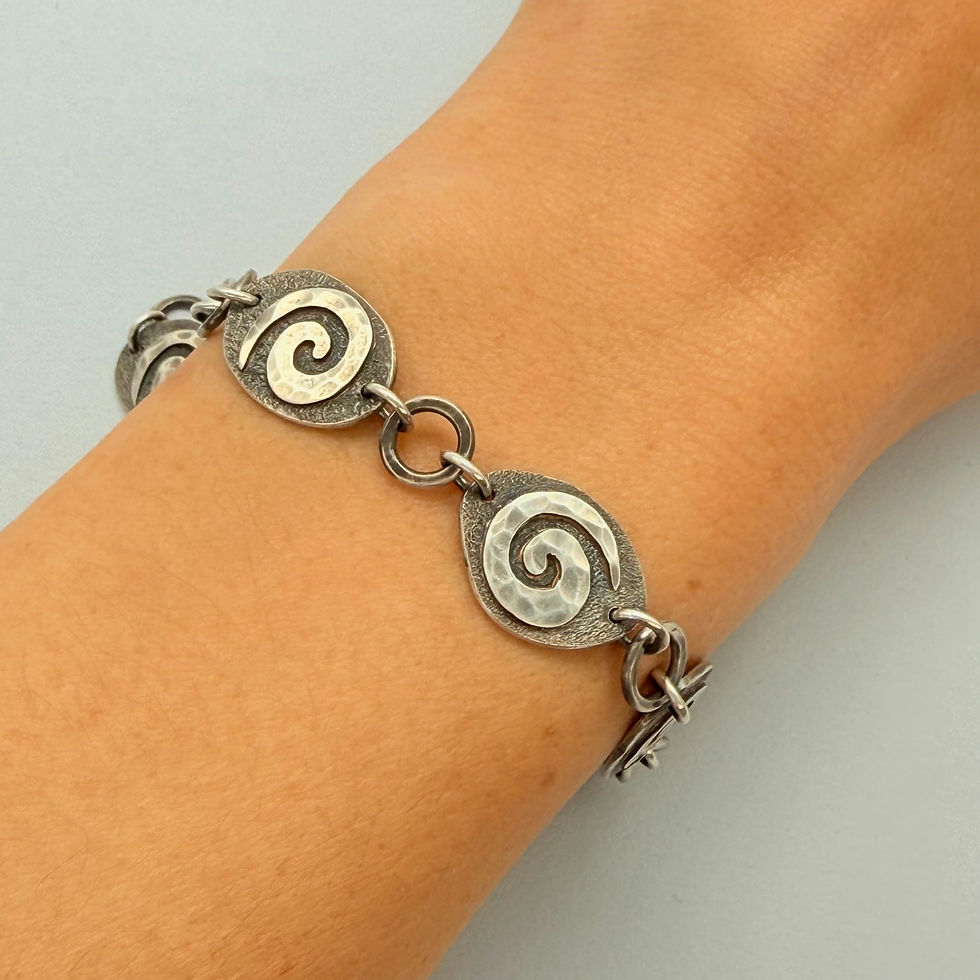 Oxidised, Hammered Spiral Bracelet