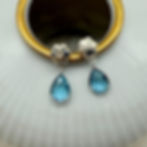 Flower Earrings with Blue Topaz Teardrop