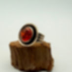 Round Amber Oxidised Frame Ring