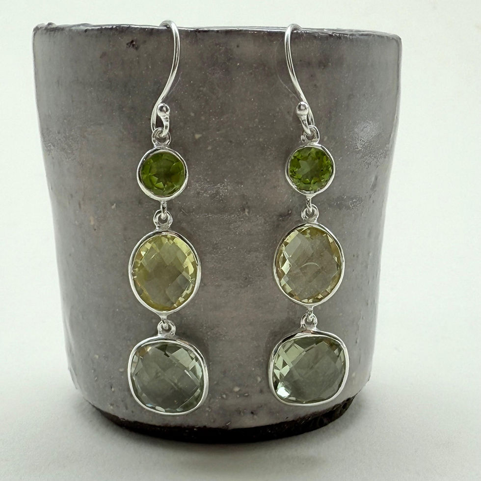 Peridot, Lemon Quartz and Green Amethyst Earrings