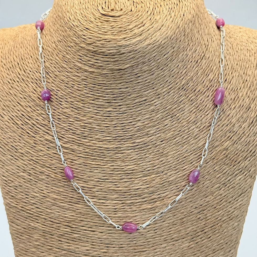 Ruby Bead Paper Link Necklace