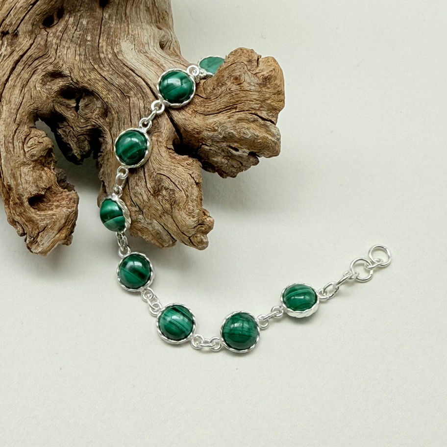 Malachite Plaited Bezel Bracelet