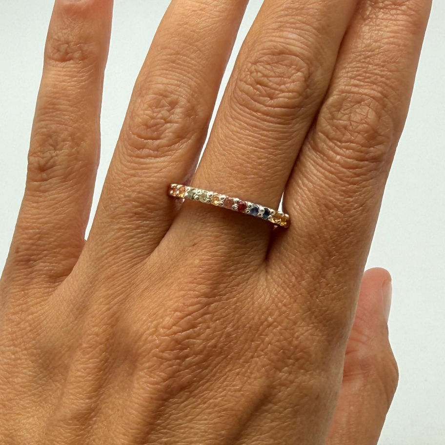 Multi Colour Sapphire Half Eternity Ring